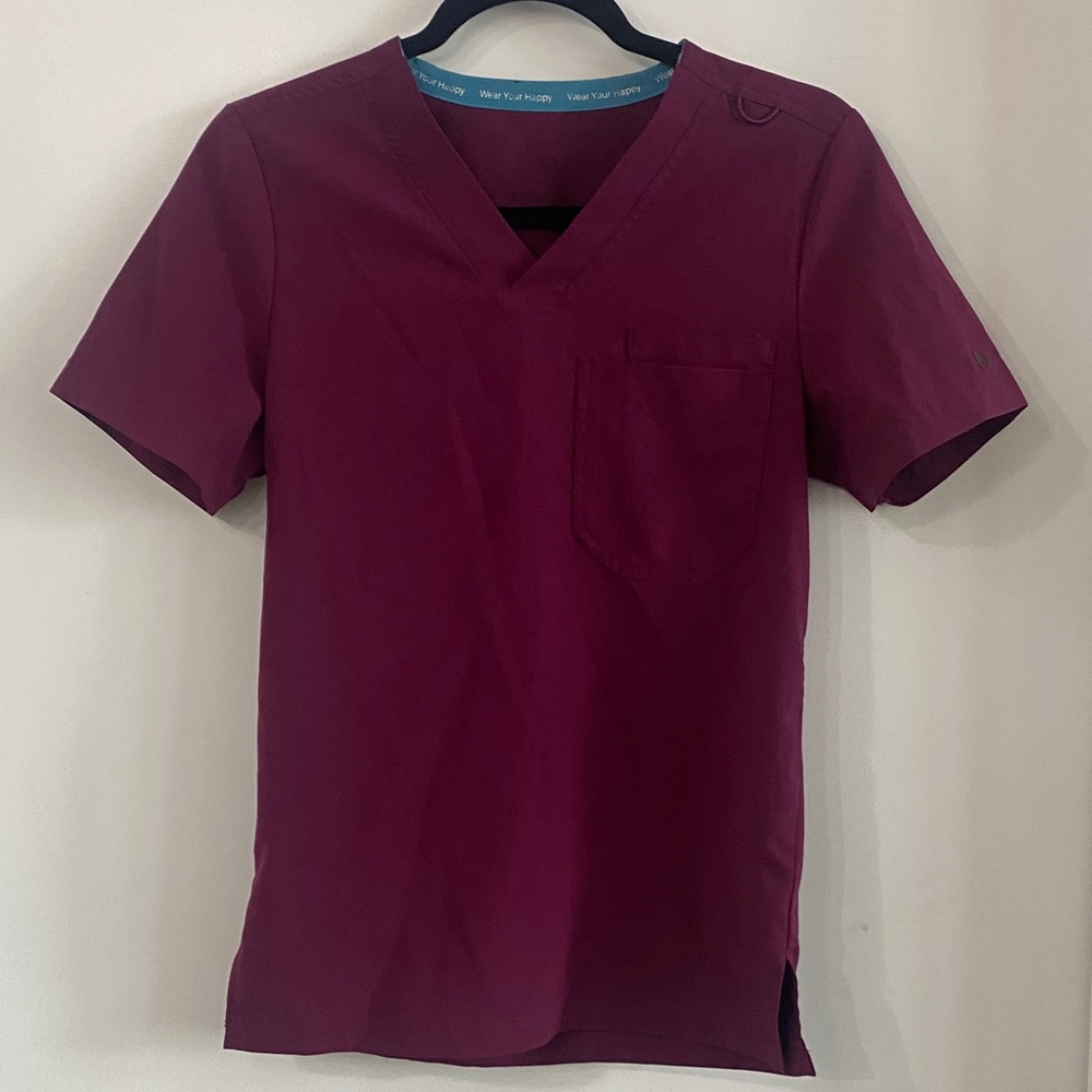 Women's V-Neck Short Sleeve Scrub - Burgundy